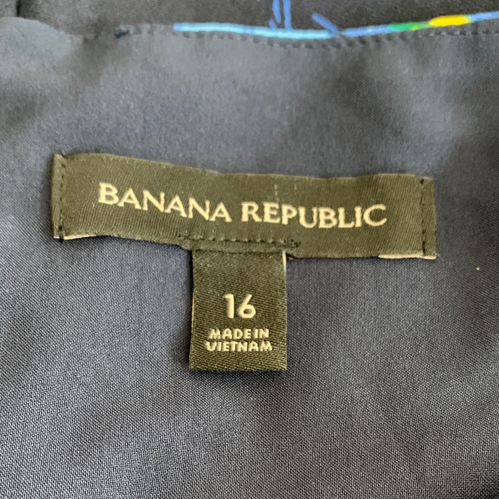 Banana Republic Navy Blue Pansies Floral Midi Dress - Picture 2 of 9